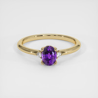 0.91 Ct. Purple Sapphire Ring, 18K Yellow Gold 1