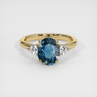 1.68 Ct. Greenish Blue Sapphire Ring, 18K Yellow Gold 1