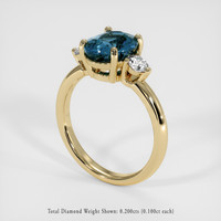 1.68 Ct. Greenish Blue Sapphire Ring, 18K Yellow Gold 2