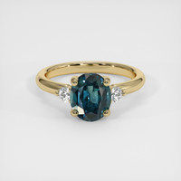 1.48 Ct. Greenish Blue Sapphire Ring, 18K Yellow Gold 1