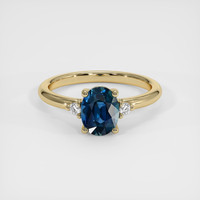 1.00 Ct. Greenish Blue Sapphire Ring, 18K Yellow Gold 1