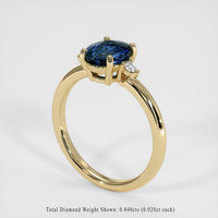 1.00 Ct. Greenish Blue Sapphire Ring, 18K Yellow Gold 2