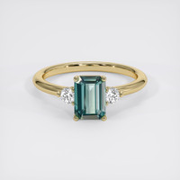 2.05 Ct. Greenish Blue Sapphire Ring, 18K Yellow Gold 1