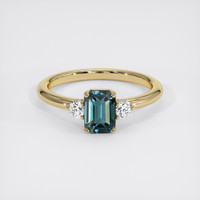 1.80 Ct. Bluish Green Sapphire Ring, 18K Yellow Gold 1