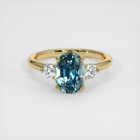 1.70 Ct. Greenish Blue Sapphire Ring, 18K Yellow Gold 1