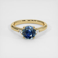 1.08 Ct. Greenish Blue Sapphire Ring, 18K Yellow Gold 1