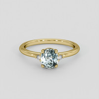 1.02 Ct. Bluish Green Sapphire Ring, 18K Yellow Gold 1
