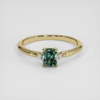 0.84 Ct. Greenish Blue Sapphire Ring, 18K Yellow Gold 1
