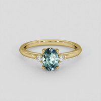 0.90 Ct. Greenish Blue Sapphire Ring, 18K Yellow Gold 1