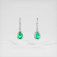 <span>2.74</span>&nbsp;<span class="tooltip-light">Ct.Tw.<span class="tooltiptext">Total Carat Weight</span></span> Emerald Earrings, Platinum 950 1