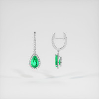 <span>2.74</span>&nbsp;<span class="tooltip-light">Ct.Tw.<span class="tooltiptext">Total Carat Weight</span></span> Emerald Earrings, Platinum 950 2