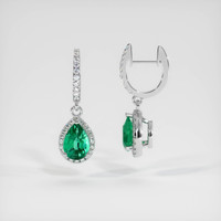 Emerald Earrings 0.70 Ct.Tw.Total Carat Weight, Platinum 950 Preview