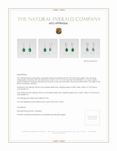 Emerald Earrings 1.05 Ct.Tw.Total Carat Weight, Platinum 950 Appraisal