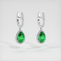 <span>3.50</span>&nbsp;<span class="tooltip-light">Ct.Tw.<span class="tooltiptext">Total Carat Weight</span></span> Emerald Earrings, Platinum 950 3