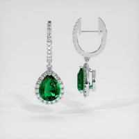 <span>2.96</span>&nbsp;<span class="tooltip-light">Ct.Tw.<span class="tooltiptext">Total Carat Weight</span></span> Emerald Earrings, Platinum 950 2