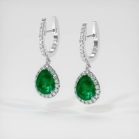 2.96 Ct.Tw. Emerald Earrings, Platinum 950 3