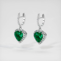 2.55 Ct.Tw. Emerald Earrings, Platinum 950 3