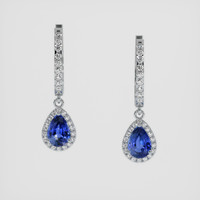<span>1.58</span>&nbsp;<span class="tooltip-light">Ct.Tw.<span class="tooltiptext">Total Carat Weight</span></span> Blue Sapphire Earrings, Platinum 950 1