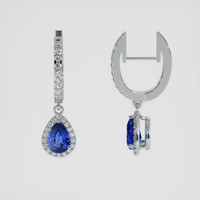 <span>1.58</span> <span class="tooltip-light">Ct.Tw.<span class="tooltiptext">Total Carat Weight</span></span> Blue Sapphire Earrings, Platinum 950 2
