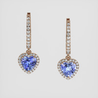 <span>1.66</span> <span class="tooltip-light">Ct.Tw.<span class="tooltiptext">Total Carat Weight</span></span> Violetish Blue Tanzanite Earrings, 14K Rose Gold 1