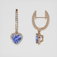 <span>1.66</span> <span class="tooltip-light">Ct.Tw.<span class="tooltiptext">Total Carat Weight</span></span> Violetish Blue Tanzanite Earrings, 14K Rose Gold 2