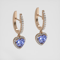 <span>1.66</span> <span class="tooltip-light">Ct.Tw.<span class="tooltiptext">Total Carat Weight</span></span> Violetish Blue Tanzanite Earrings, 14K Rose Gold 3