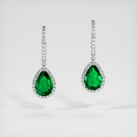 3.50 Ct.Tw. Emerald Earrings, 18K White Gold 1