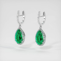 9.02 Ct.Tw. Emerald Earrings, 18K White Gold 3