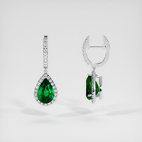 5.46 Ct.Tw. Emerald Earrings, 18K White Gold 2