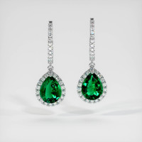 2.96 Ct.Tw. Emerald Earrings, 18K White Gold 1