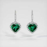 2.55 Ct.Tw. Emerald Earrings, 18K White Gold 1