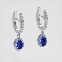 <span>1.58</span> <span class="tooltip-light">Ct.Tw.<span class="tooltiptext">Total Carat Weight</span></span> Blue Sapphire Earrings, 18K White Gold 3
