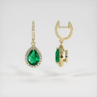 <span>0.55</span>&nbsp;<span class="tooltip-light">Ct.Tw.<span class="tooltiptext">Total Carat Weight</span></span> Emerald Earrings, 18K Yellow Gold 2