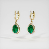 <span>0.55</span>&nbsp;<span class="tooltip-light">Ct.Tw.<span class="tooltiptext">Total Carat Weight</span></span> Emerald Earrings, 18K Yellow Gold 3