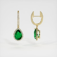3.50 Ct.Tw. Emerald Earrings, 18K Yellow Gold 2