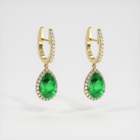 <span>3.50</span>&nbsp;<span class="tooltip-light">Ct.Tw.<span class="tooltiptext">Total Carat Weight</span></span> Emerald Earrings, 18K Yellow Gold 3