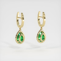 <span>3.50</span>&nbsp;<span class="tooltip-light">Ct.Tw.<span class="tooltiptext">Total Carat Weight</span></span> Emerald Earrings, 18K Yellow Gold 4