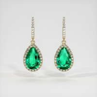 <span>4.59</span>&nbsp;<span class="tooltip-light">Ct.Tw.<span class="tooltiptext">Total Carat Weight</span></span> Emerald Earrings, 18K Yellow Gold 1