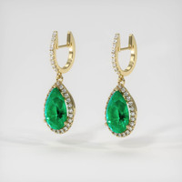 <span>4.59</span>&nbsp;<span class="tooltip-light">Ct.Tw.<span class="tooltiptext">Total Carat Weight</span></span> Emerald Earrings, 18K Yellow Gold 3