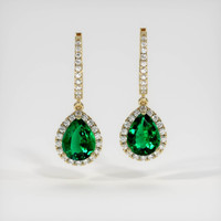 <span>2.96</span>&nbsp;<span class="tooltip-light">Ct.Tw.<span class="tooltiptext">Total Carat Weight</span></span> Emerald Earrings, 18K Yellow Gold 1