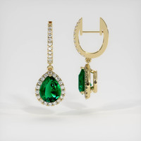 2.96 Ct.Tw. Emerald Earrings, 18K Yellow Gold 2
