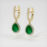 2.96 Ct.Tw. Emerald Earrings, 18K Yellow Gold 3