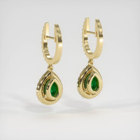 2.96 Ct.Tw. Emerald Earrings, 18K Yellow Gold 4