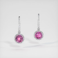 3.48 Ct.Tw. Pink Sapphire Earrings, Platinum 950 1