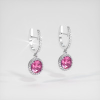 3.48 Ct.Tw. Pink Sapphire Earrings, Platinum 950 3