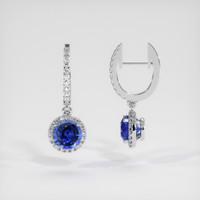0.75 Ct.Tw. Blue Sapphire Earrings, Platinum 950 2