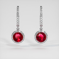 <span>0.74</span>&nbsp;<span class="tooltip-light">Ct.Tw.<span class="tooltiptext">Total Carat Weight</span></span> Ruby Earrings, Platinum 950 1