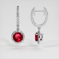 <span>0.74</span>&nbsp;<span class="tooltip-light">Ct.Tw.<span class="tooltiptext">Total Carat Weight</span></span> Ruby Earrings, Platinum 950 2