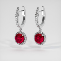 <span>0.74</span>&nbsp;<span class="tooltip-light">Ct.Tw.<span class="tooltiptext">Total Carat Weight</span></span> Ruby Earrings, Platinum 950 3