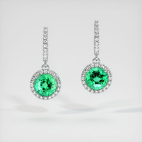 <span>1.31</span>&nbsp;<span class="tooltip-light">Ct.Tw.<span class="tooltiptext">Total Carat Weight</span></span> Emerald Earrings, Platinum 950 1